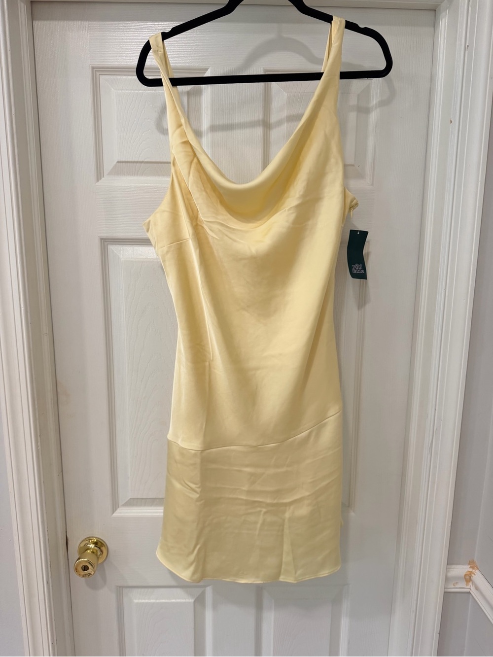 Yellow Cowl Neck Mini Slip Dress